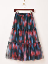 【2色展開】Meridian グラデーション風 チュール ティアードスカート