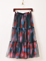 【2色展開】Meridian グラデーション風 チュール ティアードスカート