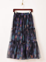 【2色展開】Meridian グラデーション風 チュール ティアードスカート