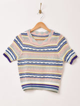 Elcamino 半袖 ボーダー クロシェトップス