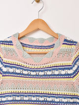 Elcamino 半袖 ボーダー クロシェトップス