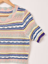 Elcamino 半袖 ボーダー クロシェトップス