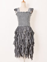 【2色展開】Emerald Motel エスニック レーヨン 刺繍 フリル ストラップワンピース