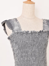 【2色展開】Emerald Motel エスニック レーヨン 刺繍 フリル ストラップワンピース