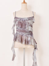 Meridian マーブル柄 アシンメトリー フリル キャミソール