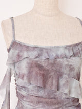 Meridian マーブル柄 アシンメトリー フリル キャミソール