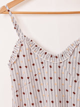 【2色展開】Meridian ストライプ×ドット フリル キャミソール