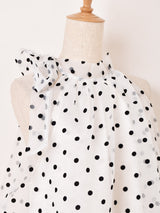 【2色展開】Meridian ドット柄 シアー ノースリーブワンピース