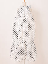 【2色展開】Meridian ドット柄 シアー ノースリーブワンピース