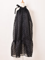 【2色展開】Meridian ドット柄 シアー ノースリーブワンピース