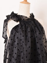 【2色展開】Meridian ドット柄 シアー ノースリーブワンピース