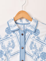 【2色展開】Elcamino フラワー刺繍 長袖シャツ