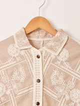 【2色展開】Elcamino フラワー刺繍 長袖シャツ