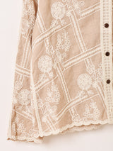 【2色展開】Elcamino フラワー刺繍 長袖シャツ