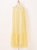 【3色展開】Meridian 花柄 刺繍 シアー ノースリーブワンピース