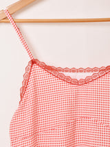 【5色展開】Meridian ギンガムチェック柄 ラッフル キャミソールワンピース