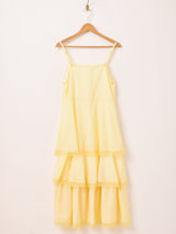 【5色展開】Meridian ギンガムチェック柄 ラッフル キャミソールワンピース