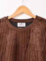 【5色展開】Backers ストライプ ベロア トップス