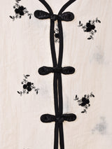 【2色展開】Meridian 半袖 刺繍 チャイナボタン シアーブラウス