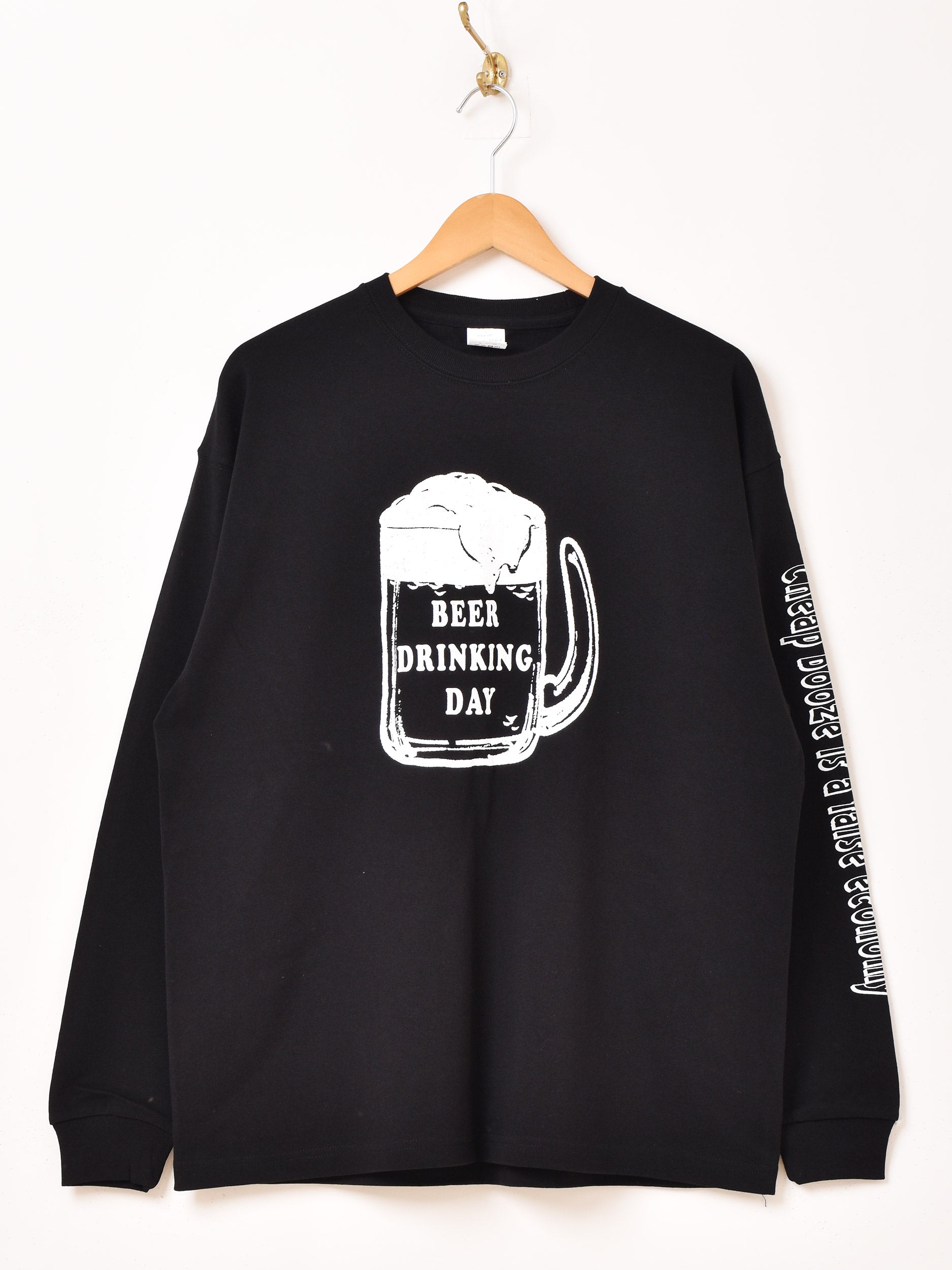 2色展開】 プリント ロングスリーブTシャツ「BEER DRINKING DAY