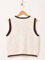 Elcamino パイピング 刺繍 ニットベスト