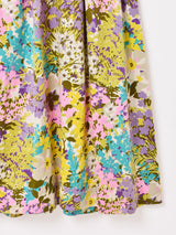 70's 花柄 切り替えデザイン ノースリーブ マキシワンピース