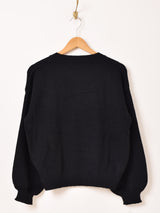 【2色展開】Meridian ネコ 刺繍 セーター