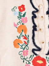 Elcamino フラワー刺繍 フリル セーター