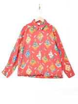 スカーフモチーフ総柄 長袖シャツ