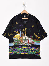 Mardi Gras 半袖 オープンカラーシャツ。