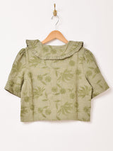 【3色展開】Emerald Motel フリルカラー 刺繍 半袖ブラウス