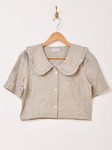 【3色展開】Emerald Motel フリルカラー 刺繍 半袖ブラウス