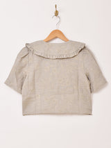 【3色展開】Emerald Motel フリルカラー 刺繍 半袖ブラウス