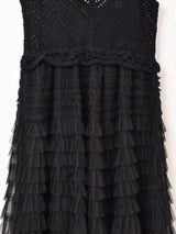 【4色展開】Elcamino クロシェ×チュール ティアード キャミソールワンピース