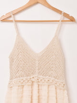 【4色展開】Elcamino クロシェ×チュール ティアード キャミソールワンピース