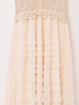 【4色展開】Elcamino クロシェ×チュール ティアード キャミソールワンピース