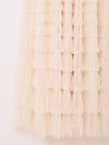 【4色展開】Elcamino クロシェ×チュール ティアード キャミソールワンピース