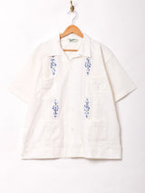 【2色展開】Backers 刺繍 キューバ 開襟 半袖シャツ