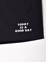 【2色展開】 刺繍 ナイロン イージーショートパンツ「TODAY IS A GOOD DAY」