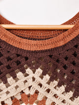 【2色展開】Elcamino フリンジ クロシェ ノースリーブ トップス