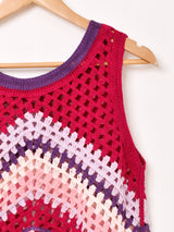 【2色展開】Elcamino フリンジ クロシェ ノースリーブ トップス