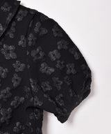 【2色展開】Meridian 半袖 クロップド フラワー ブラウス