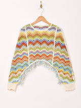 【2色展開】Elcamino クロシェ フリンジ トップス