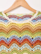 【2色展開】Elcamino クロシェ フリンジ トップス