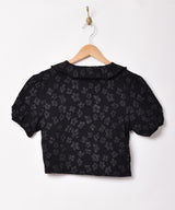 【2色展開】Meridian 半袖 クロップド フラワー ブラウス