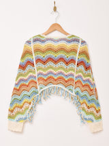 【2色展開】Elcamino クロシェ フリンジ トップス