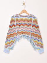 【2色展開】Elcamino クロシェ フリンジ トップス