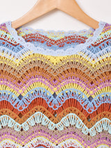 【2色展開】Elcamino クロシェ フリンジ トップス