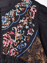 【2色展開】Meridian 刺繍 半袖 ギャザーブラウス