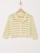 【2色展開】Elcamino チェック クロシェ カーディガン